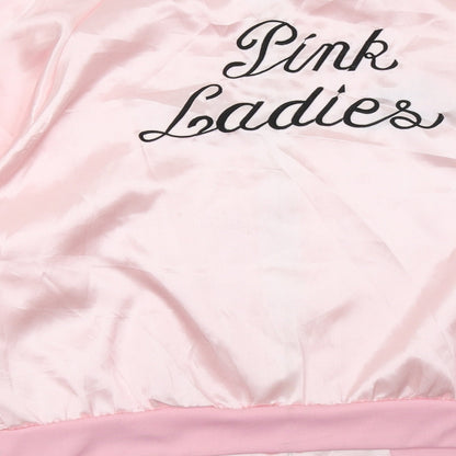Brand and care label for smithys women’s pink full zip sweatshirt, size M