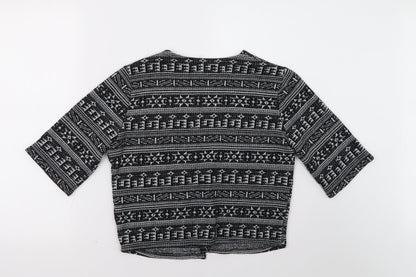 Primark Womens Grey Geometric  Cardigan Jumper Size 8