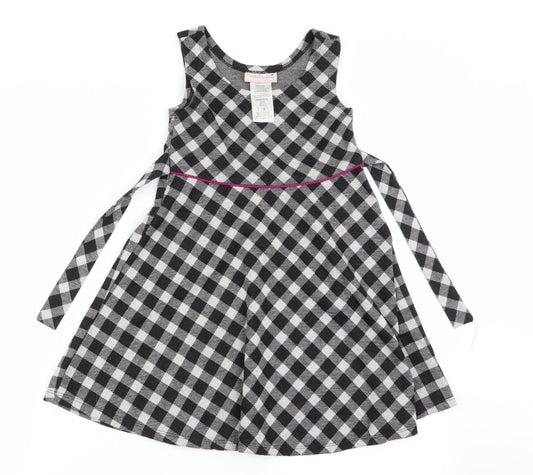Ashley Annn Girls Black Check  Fit & Flare  Size 6 Years