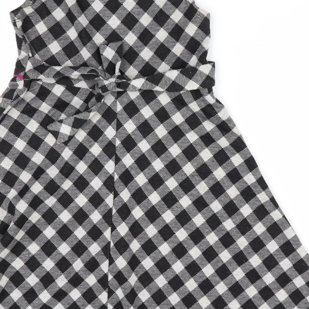 Ashley Annn Girls Black Check  Fit & Flare  Size 6 Years