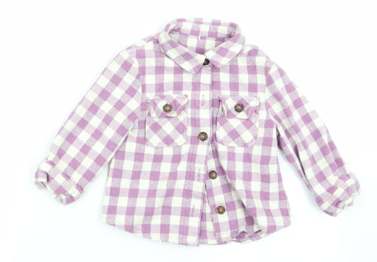 George Girls Purple Check  Basic Button-Up Size 2-3 Years