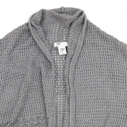 JW Womens Grey   Cardigan Jumper Size L  - open knit tie front
