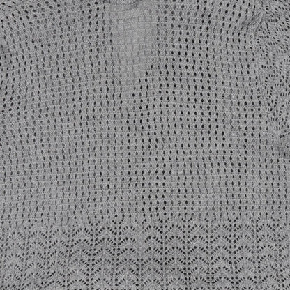 JW Womens Grey   Cardigan Jumper Size L  - open knit tie front