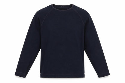 Front view of Marks & Spencer men’s blue jumper, size S, - fleece texture
