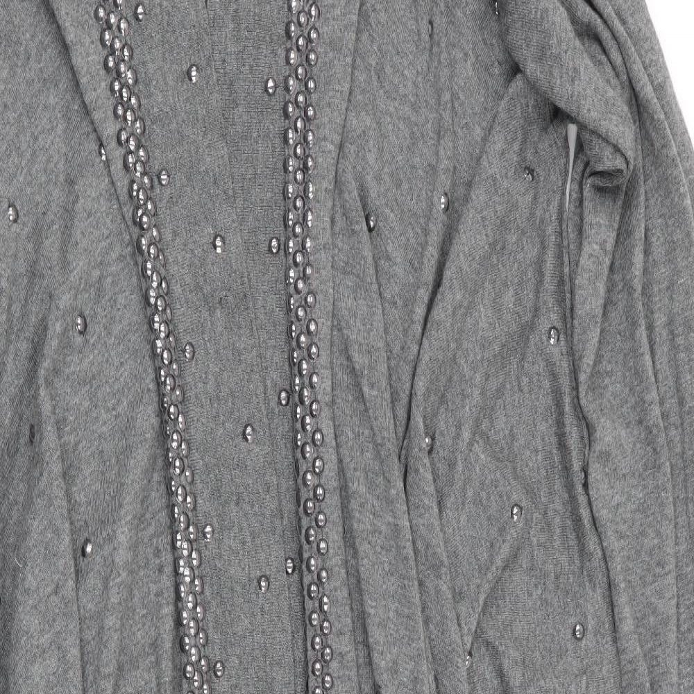Biark Womens Grey   Cardigan Jumper Size M  - Beaded Waterfall Cardigan