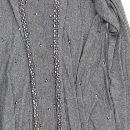 Biark Womens Grey   Cardigan Jumper Size M  - Beaded Waterfall Cardigan