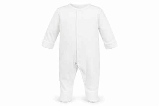 Front view of F&F Baby White Babygrow One-Piece, size 3-6, Months