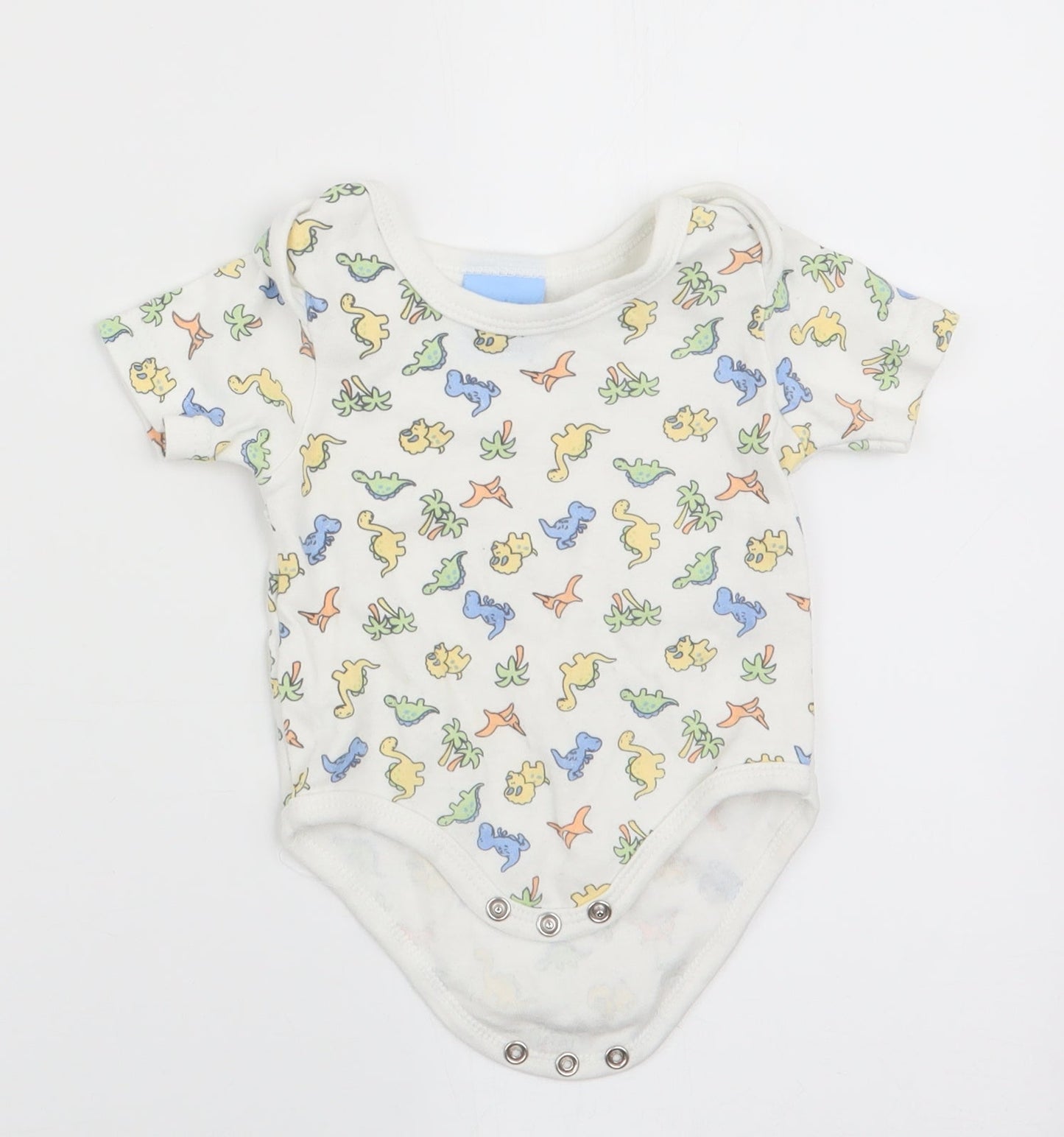 Bebe Bonito Boys White Animal Print  Romper One-Piece Size 0-3 Months  - Dinasour Print