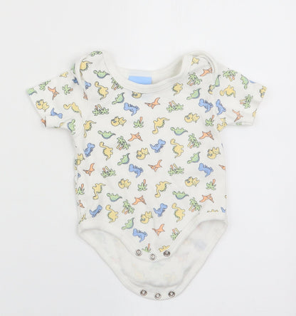 Bebe Bonito Boys White Animal Print  Romper One-Piece Size 0-3 Months  - Dinasour Print