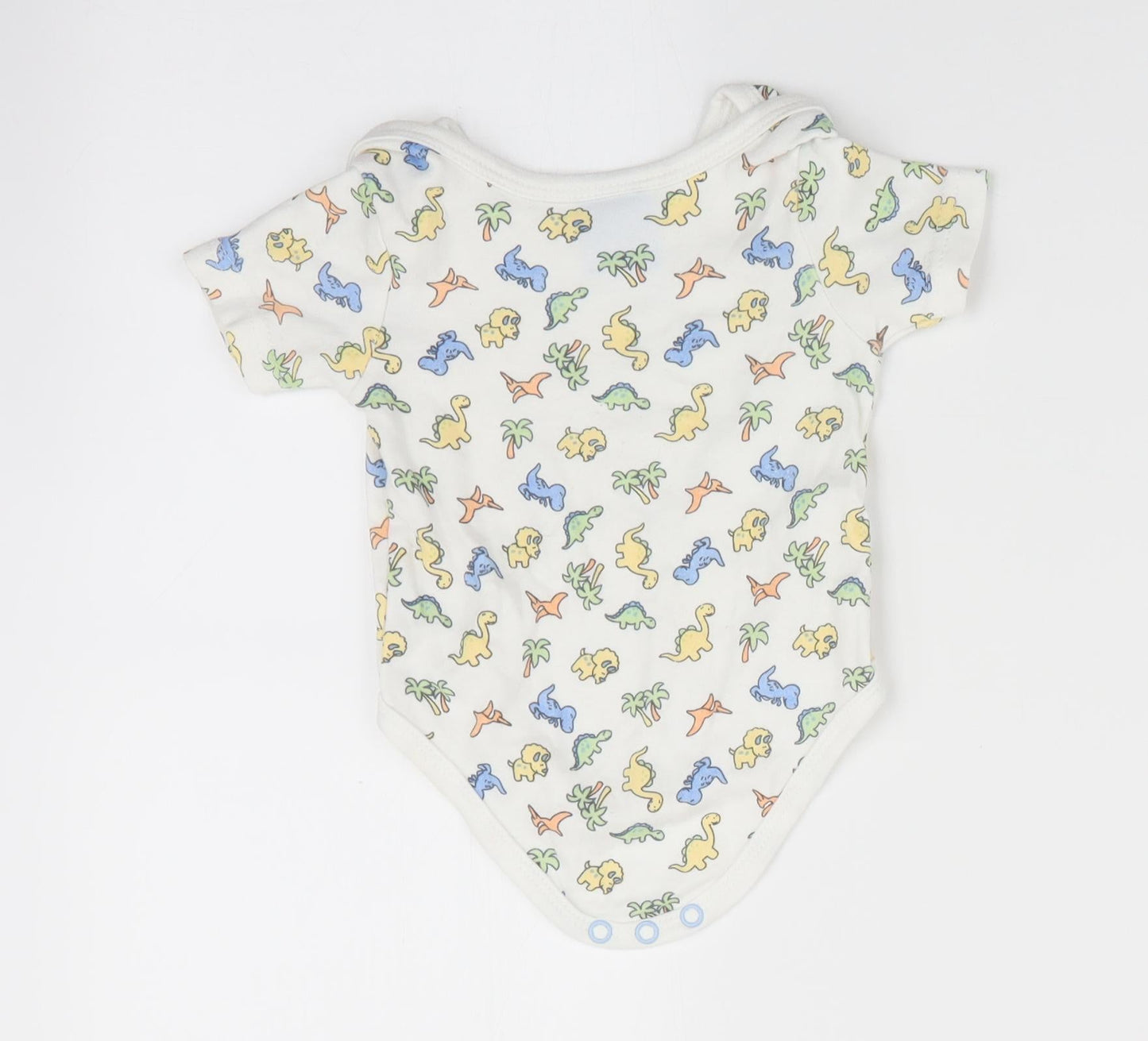 Bebe Bonito Boys White Animal Print  Romper One-Piece Size 0-3 Months  - Dinasour Print