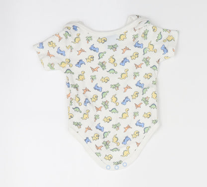 Bebe Bonito Boys White Animal Print  Romper One-Piece Size 0-3 Months  - Dinasour Print