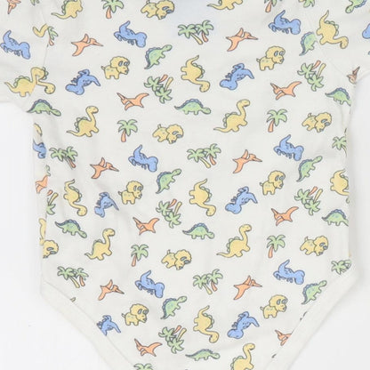Bebe Bonito Boys White Animal Print  Romper One-Piece Size 0-3 Months  - Dinasour Print