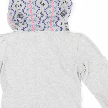 G Blend Womens Grey Geometric  Full Zip Hoodie Size XS  - Knitted hood and pockets