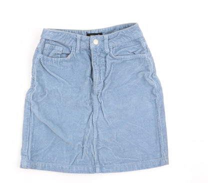 New Look Womens Blue   A-Line Skirt Size 6  - Cord Fabric