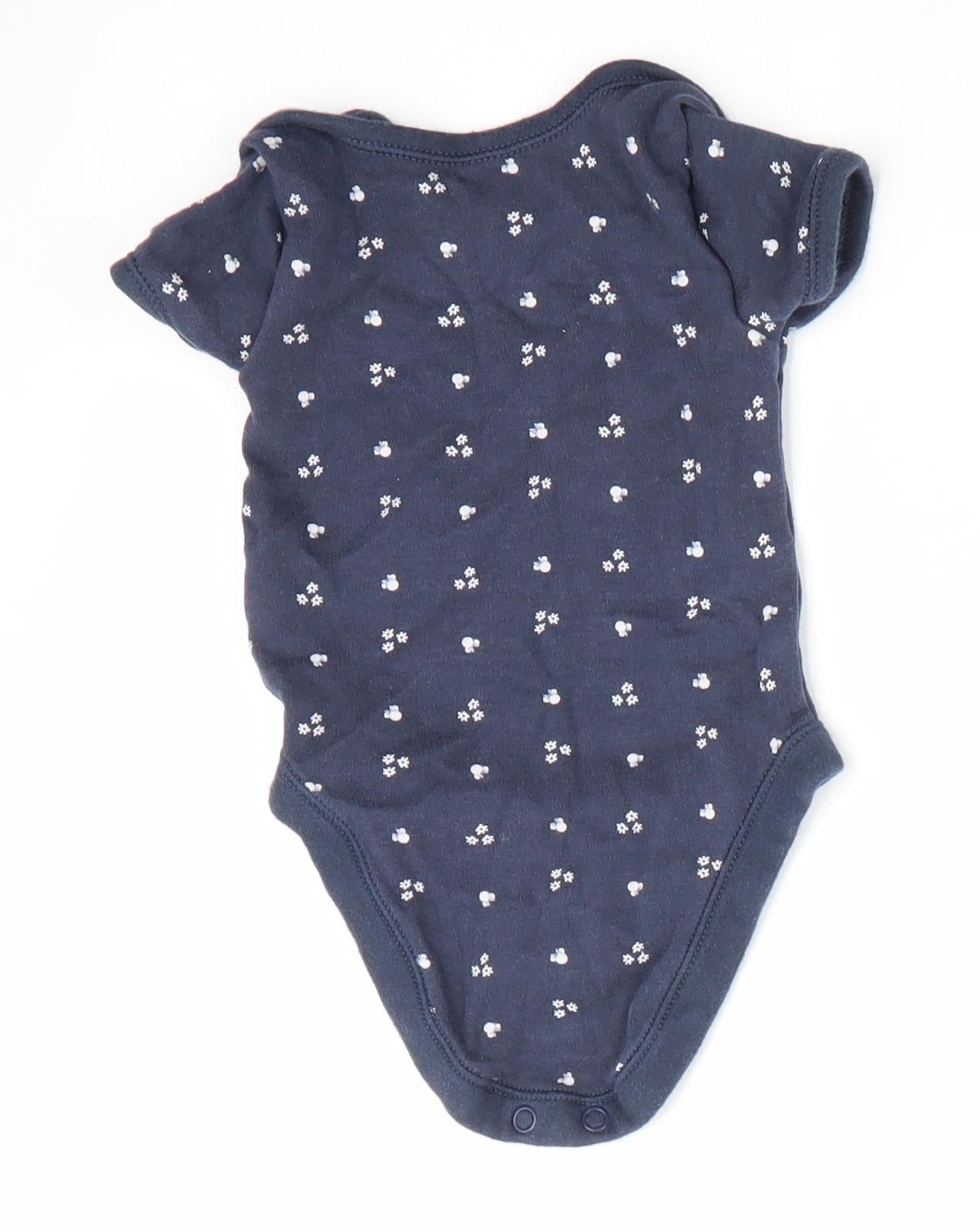 Disney Baby at George Girls Blue Floral  Romper One-Piece Size 0-3 Months