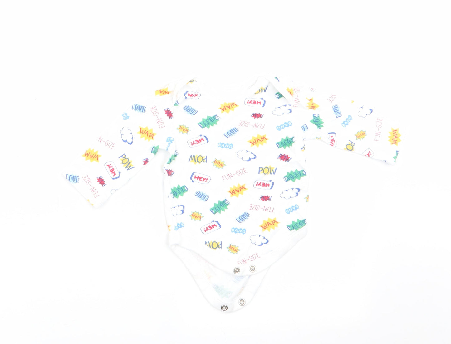PEP & CO Boys White   Romper One-Piece Size 0-3 Months  - Text Print