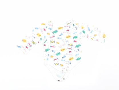 PEP & CO Boys White   Romper One-Piece Size 0-3 Months  - Text Print