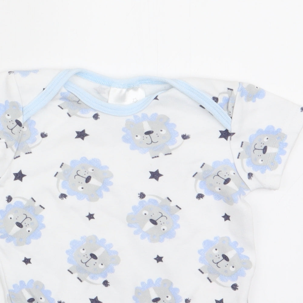 Moon & Stars Baby Blue Animal Print  Romper One-Piece Size 0-3 Months