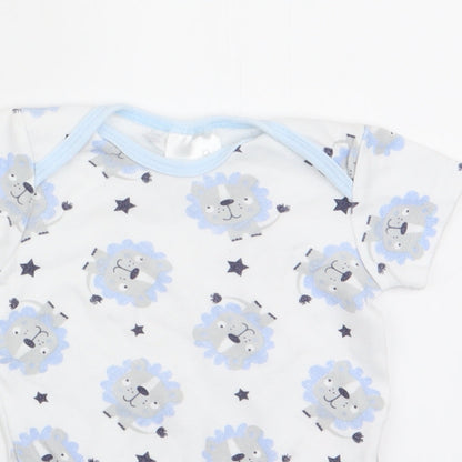 Moon & Stars Baby Blue Animal Print  Romper One-Piece Size 0-3 Months