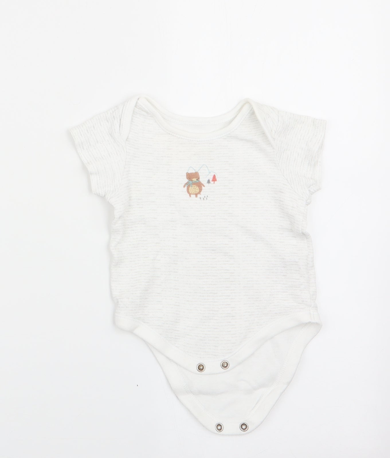 Lullaby Boys Green Striped  Romper One-Piece Size 3-6 Months  - Bear Logo