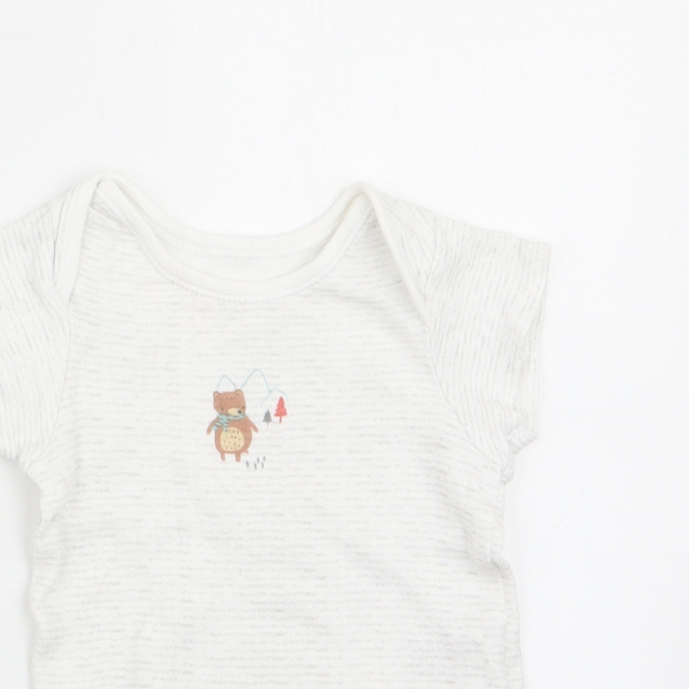 Lullaby Boys Green Striped  Romper One-Piece Size 3-6 Months  - Bear Logo