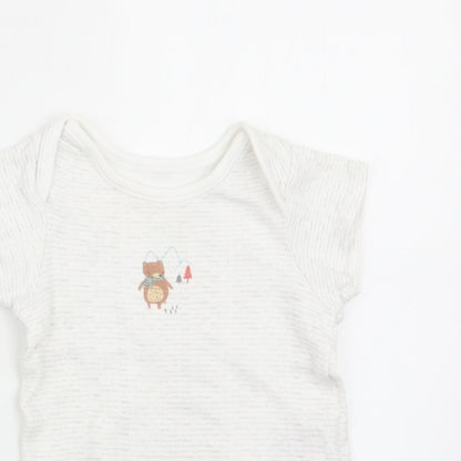 Lullaby Boys Green Striped  Romper One-Piece Size 3-6 Months  - Bear Logo
