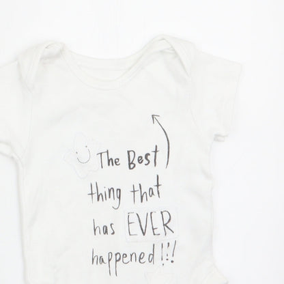 George Baby White   Romper One-Piece Size 0-3 Months  - The best thing that ever happened!!