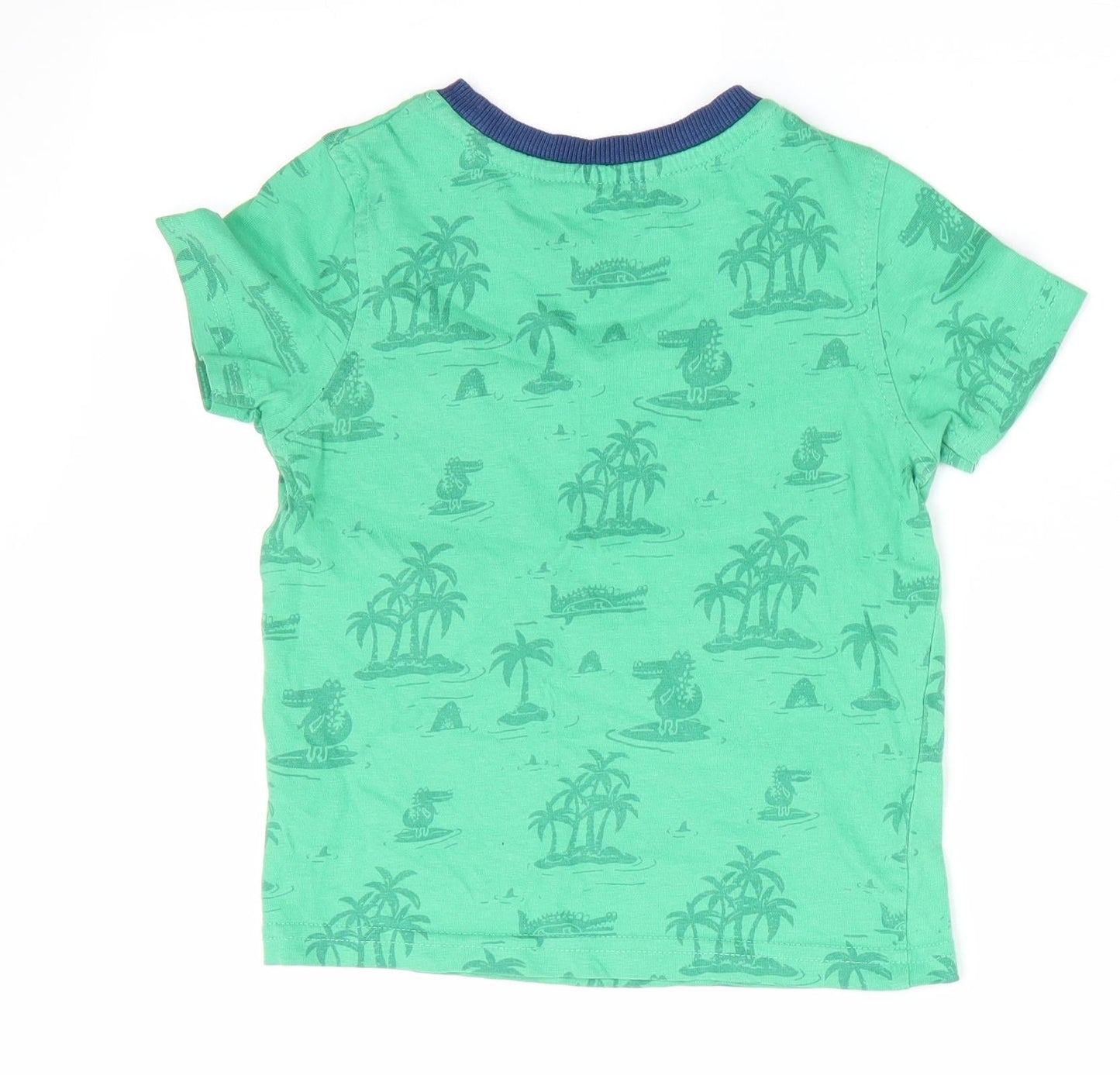 George Boys Green Floral  Basic T-Shirt Size 12-18 Months  - Palm Trees and Dragons