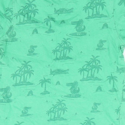 George Boys Green Floral  Basic T-Shirt Size 12-18 Months  - Palm Trees and Dragons