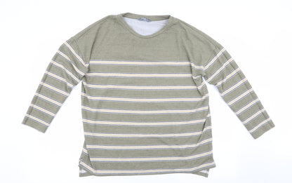 Nutmeg Womens Green Striped  Pullover Jumper Size 14