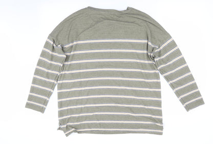 Nutmeg Womens Green Striped  Pullover Jumper Size 14