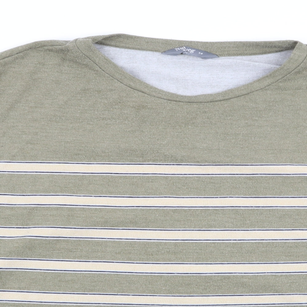 Nutmeg Womens Green Striped  Pullover Jumper Size 14