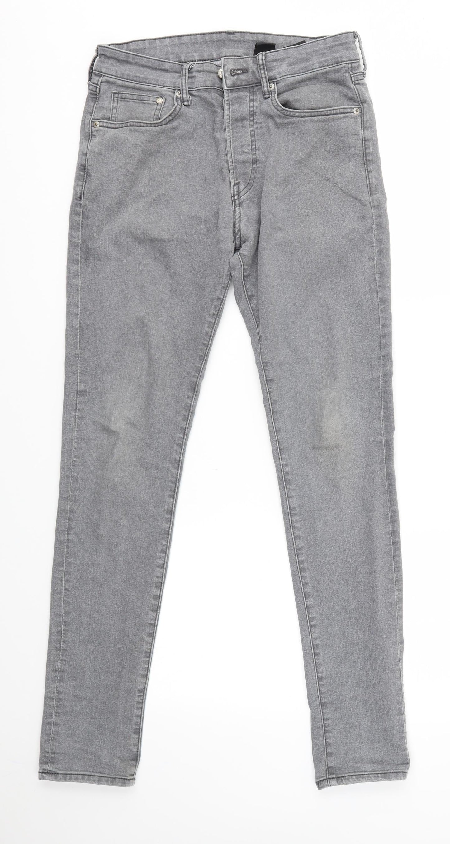 Womens UK Size 30 in H&M Regular Fit Skinny Grey Jeans