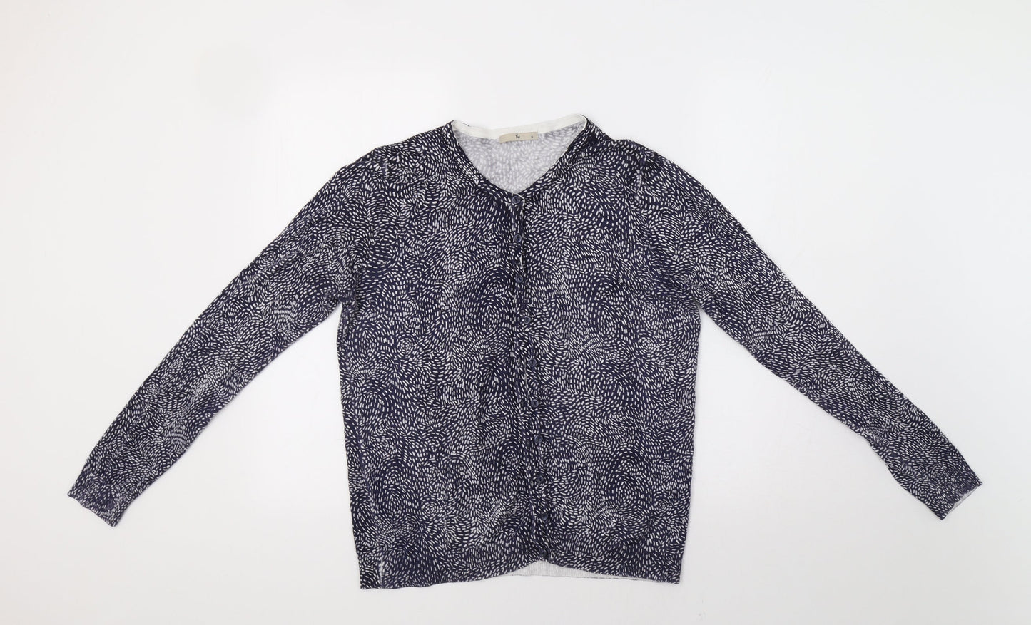 TU Womens Blue Geometric  Cardigan Jumper Size 16