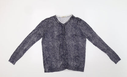 TU Womens Blue Geometric  Cardigan Jumper Size 16