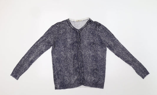 TU Womens Blue Geometric  Cardigan Jumper Size 16