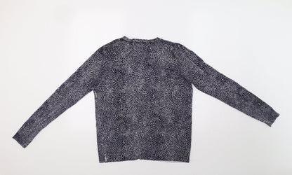 TU Womens Blue Geometric  Cardigan Jumper Size 16