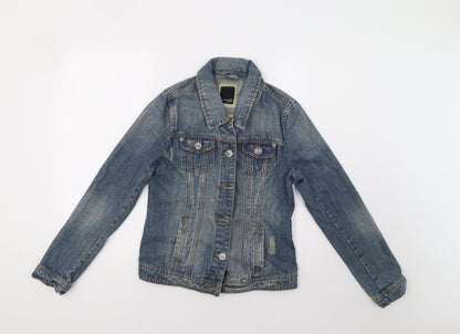 Additional front view of 17&Co women’s blue denim jacket, size S