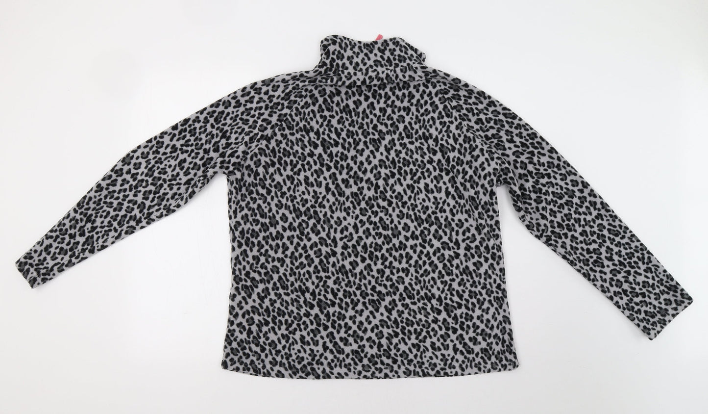 M Collection Womens Grey Animal Print  Henley Sweatshirt Size L