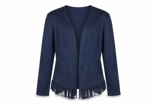 Front view of aaiko women’s blue cardigan jumper, size M