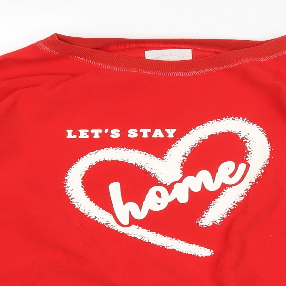 Close-up detail of Next women’s red top pyjama top, size S