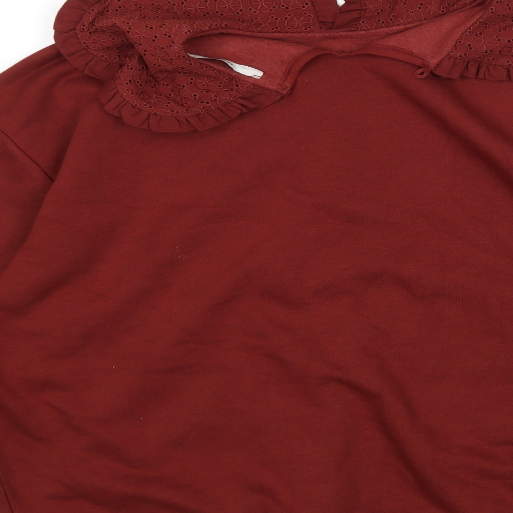 Brand and care label for George women’s brown pullover sweatshirt, size M