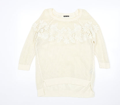 Womens UK Size 10 Warehouse Beige Pullover Jumper