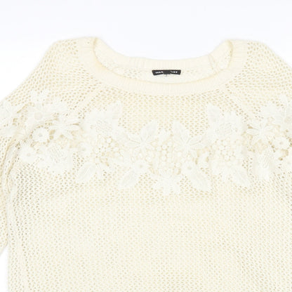 Womens UK Size 10 Warehouse Beige Pullover Jumper