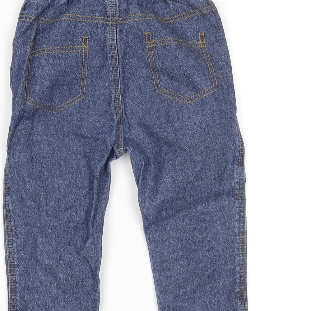 Brand and care label for George boys’ blue jeans, size 9, months