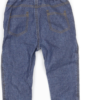 Brand and care label for George boys’ blue jeans, size 9, months