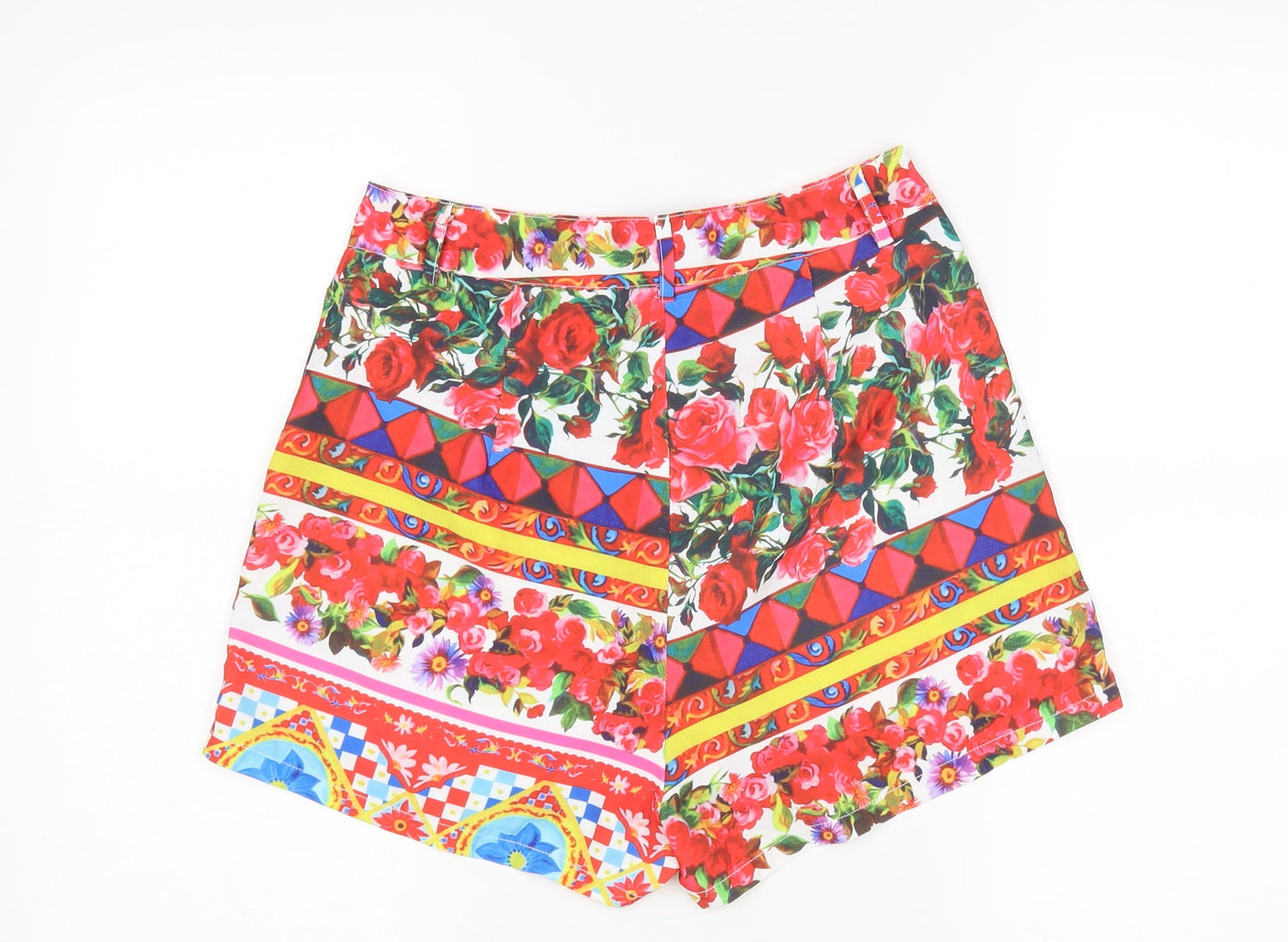 PRETTYLITTLETHING Womens Multicoloured Floral  Hot Pants Shorts Size 8