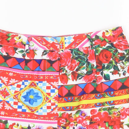 PRETTYLITTLETHING Womens Multicoloured Floral  Hot Pants Shorts Size 8