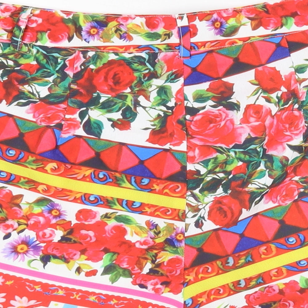 PRETTYLITTLETHING Womens Multicoloured Floral  Hot Pants Shorts Size 8