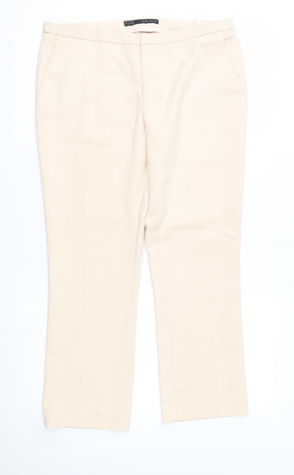 Womens UK Size L Zara Regular Fit  Beige Trousers